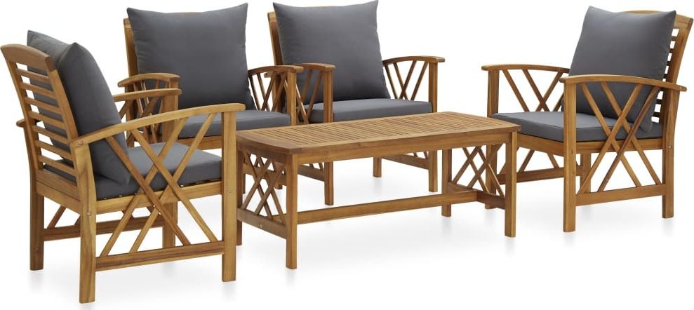 vidaXL 5-cz zestaw wypoczynkowy do ogrodu poduszki drewno akacjowe 3057994
