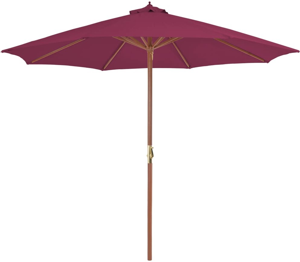 vidaXL Parasol ogrodowy na drewnianym słupku, 300 cm, bordowy