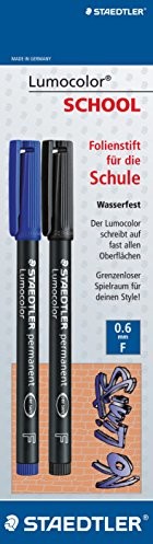Staedtler 318 asbk2d  Lumocolor permanent F 0,6 MM, -częściowy Blau/Schwarz 318 ASBK2D