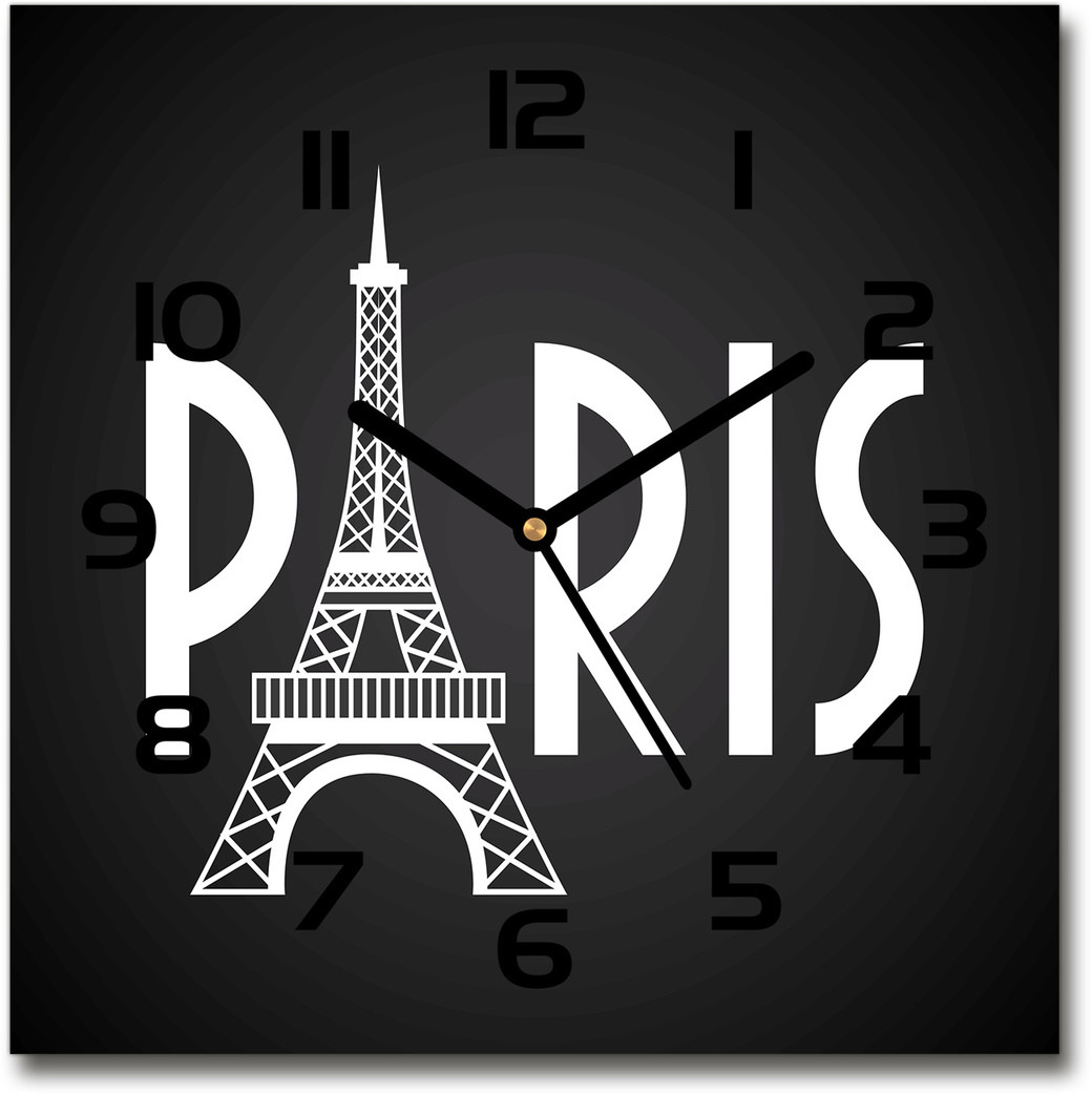Zegar ścienny szklany kwadratowy Paryż
