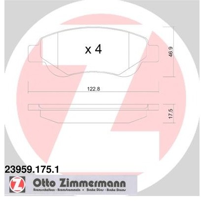 ZIMMERMANN Zestaw klocków hamulcowych, hamulce tarczowe 23959.175.1
