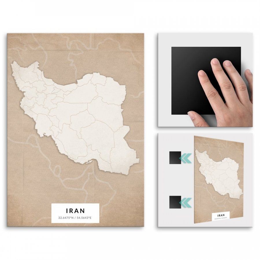 Pix4home Plakat metalowy Mapa Vintage Iran L POS-L-04332