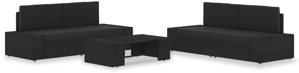 vidaXL 5-cz. zestaw wypoczynkowy do ogrodu, rattan PE, czarny