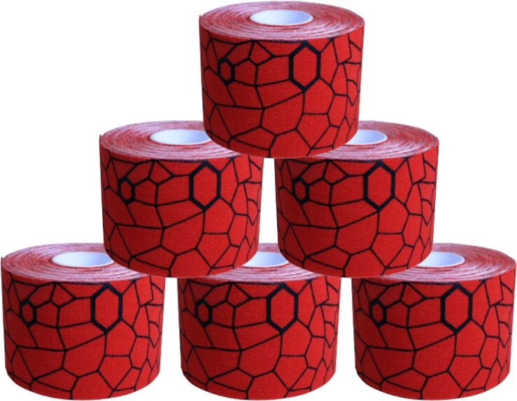 Thera-Band Theraband [hygenic Corporation XactStretch 12931 taśma do kinesiotapingu 5cm rolka 5m czerwono-czarna op. 6 rolek 12931 6 rolek