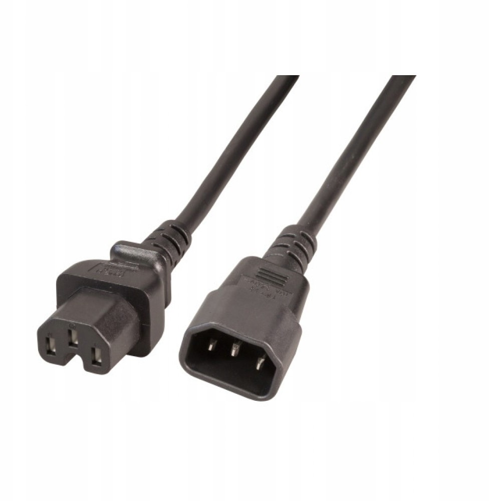 . Przedłużacz Kabel Zasilający C14 na C15 2m Czarny