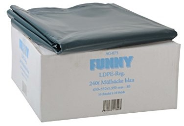 Funny Regeneracyjne włókna LDPE worki na śmieci, niebieska, luźne, 240 L, typ 80, 1er Pack (1 X 100 sztuk) AG-875