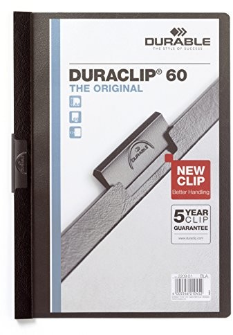Durable 223801 Skoroszyt zaciskowy Duraclip Original 60, opak. 5 sztuk, kolor czarny. 223801