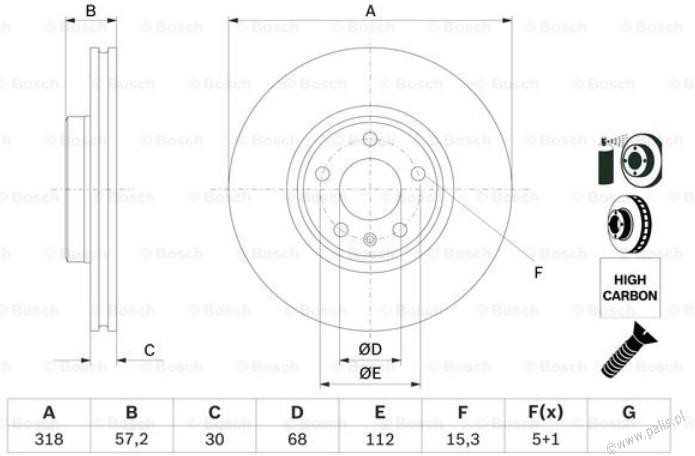 BOSCH Tarcza hamulcowa 0 986 479 E49 BD2650 0986479E49