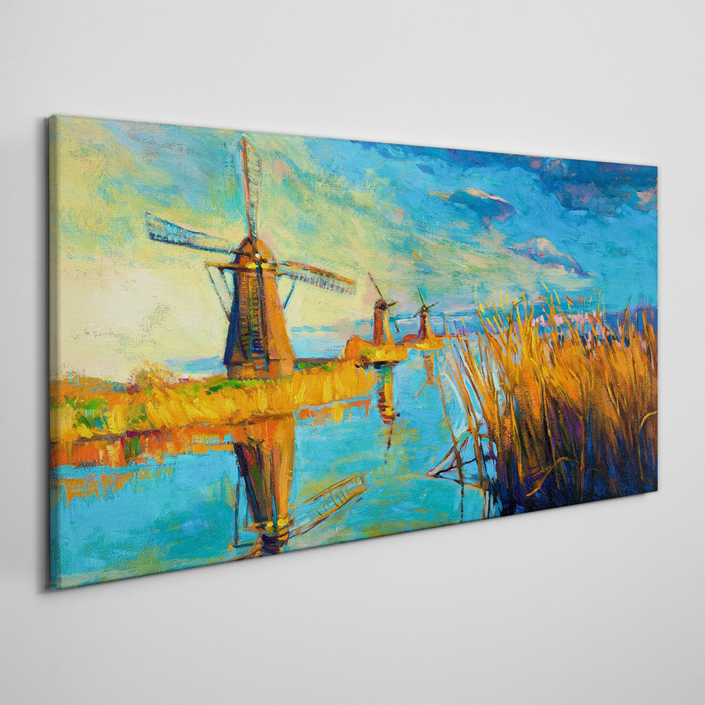 PL Coloray Obraz na Płótnie młyny woda niebo przyroda 120x60cm