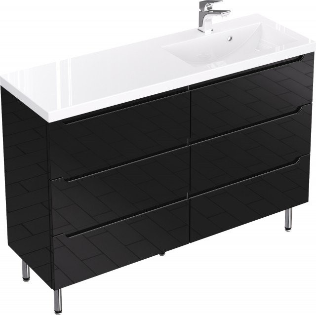 Furni Szafka z Umywalką Stojąca ETHOS 120 cm SZ P BLACK ETHC UM ST 120 SZ P