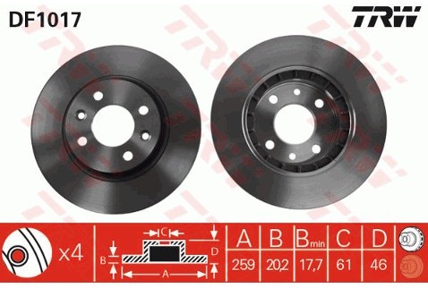 TRW Tarcza hamulcowa DF1017