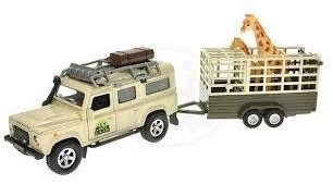 Hipo Pozostali Land Rover Defender Safari z Przyczepą do Transportu Żyrafy + Figurka Żyrafy 521723