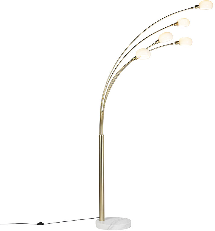 QAZQA Design lampa podłogowa złota 5-lampki - Sześćdziesiątych Marmo 98293