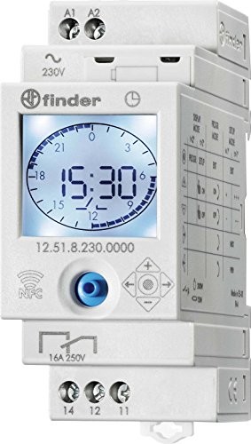 finder Elektroniczny programator czasowy REG 1 W 16 A program na cały tydzień 1-kanałowy Finder 12.51.8.230.0000