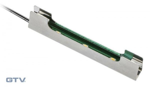 GTV KLIP METALOWY OŚWIETLAJĄCY DO PÓŁKI SZKLANEJ 8mm. 0.24W/12V. 3 DIODY LED. PRZEWÓD 2m Z MINI AMP MĘSKI. NIEBIESKI LD-3SKL-NBN