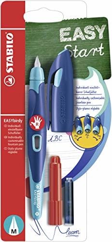 Stabilo B-53288-5 Easybirdy R ergonomiczny pióro szkolne - Easybirdy In - dla osób praworęcznych - z wkładem i narzędziem do ustawiania nadaje się dla osób praworęcznych w kolorze jasnoniebieskim/azur B-53288-5