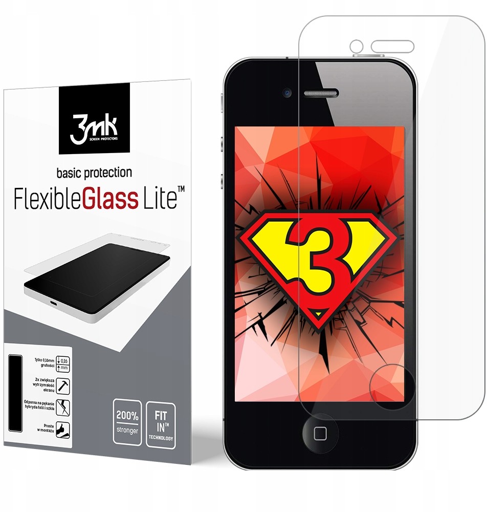 3MK Szkło hybrydowe Lite - na przód iPhone 4 / 4S
