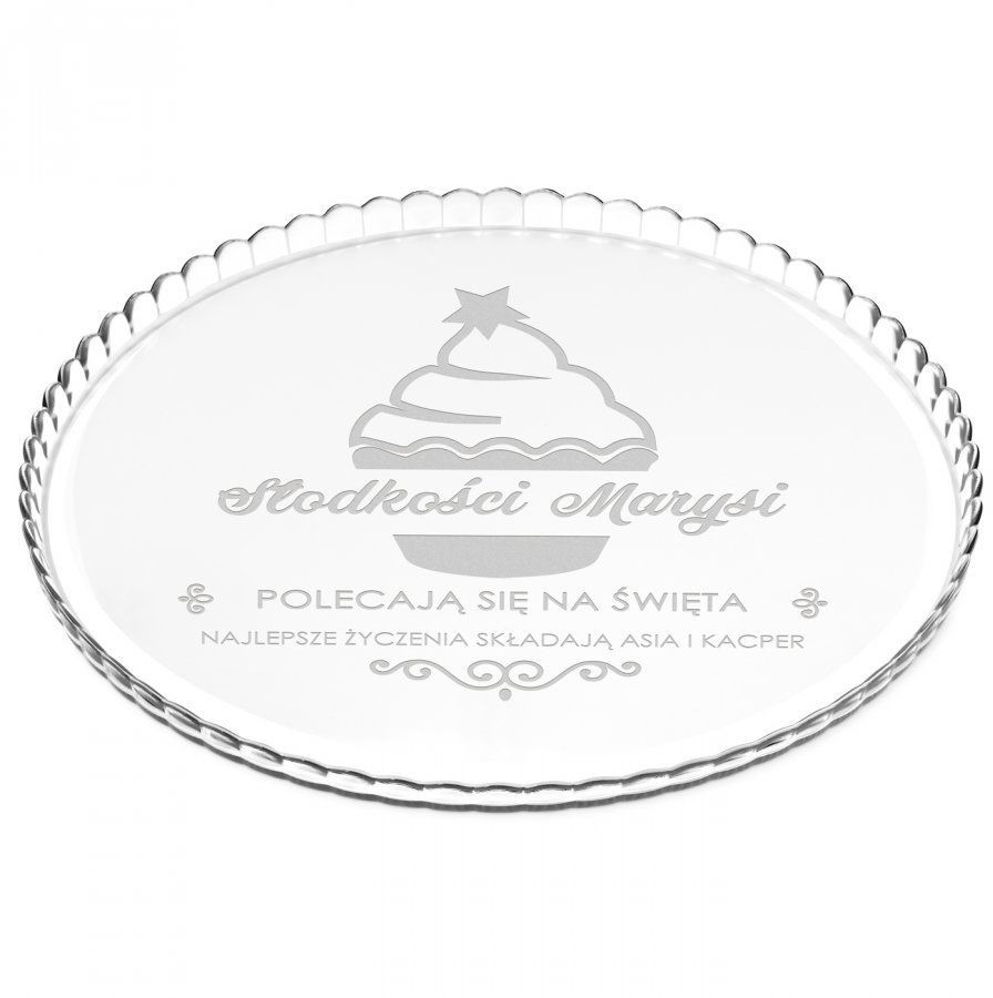 Murrano Patera szklana na ciasto bez nóżki grawer dla niej na święta PATR2-030