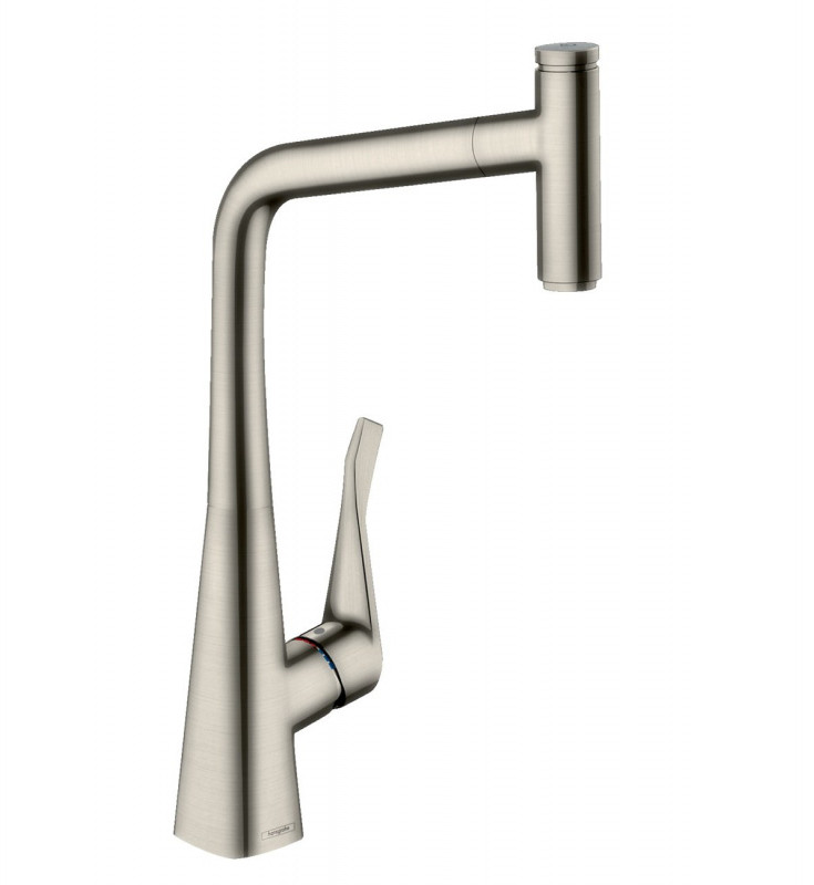 Hansgrohe Metris Select M71 Bateria kuchenna z wyciąganą wylewką stal szlachetna