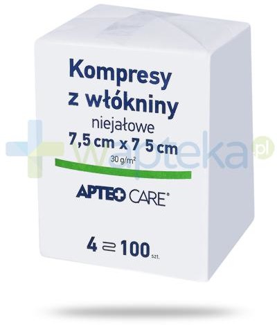 Apteo Apteo Care niejałowe kompresy z włókniny 7,5cm x 7,5cm 100 sztuk 9057749