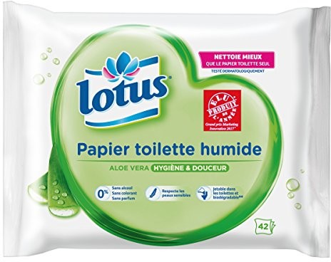 Lotus mokry papier toaletowy, Aloe Vera, wyjątkowo delikatne, 42 kartek, 6 sztuki 488817