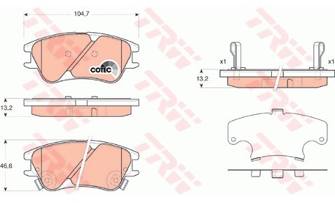 TRW Zestaw klocków hamulcowych, hamulce tarczowe GDB3377