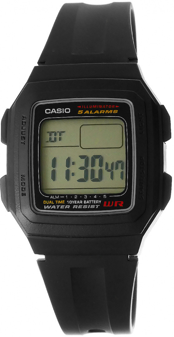 Casio Zegarek Męski F-201WA-1ADF 10 Bar Do pływania F-201WA-1ADF