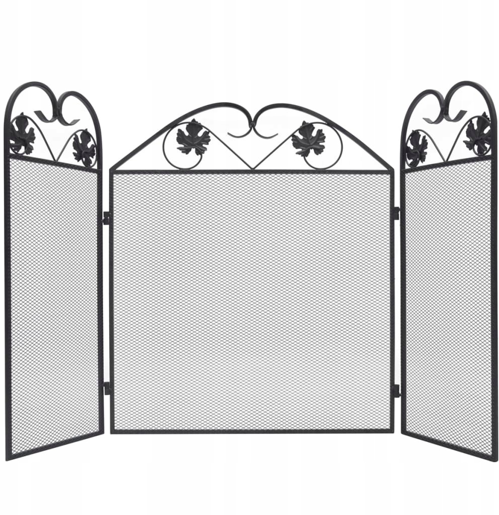 3-skrzydłowy ekran kominkowy metalowy czarny