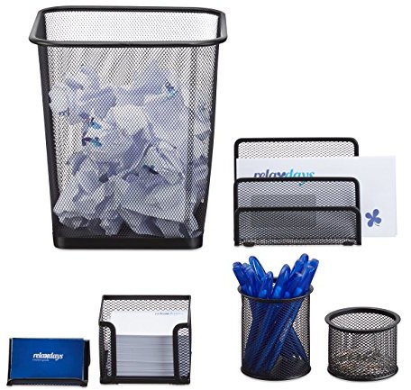 FENIKS Relaxdays biurko organizer 6er Set metalowa półka, wizytówki, kartki Box, półka na listy, pojemnik na długopisy, 10022499_46