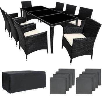 TecTake Meble ogrodowe technorattan Monaco czarny 401161