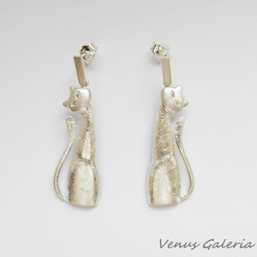 Kolczyki srebrne - Białe koty 40