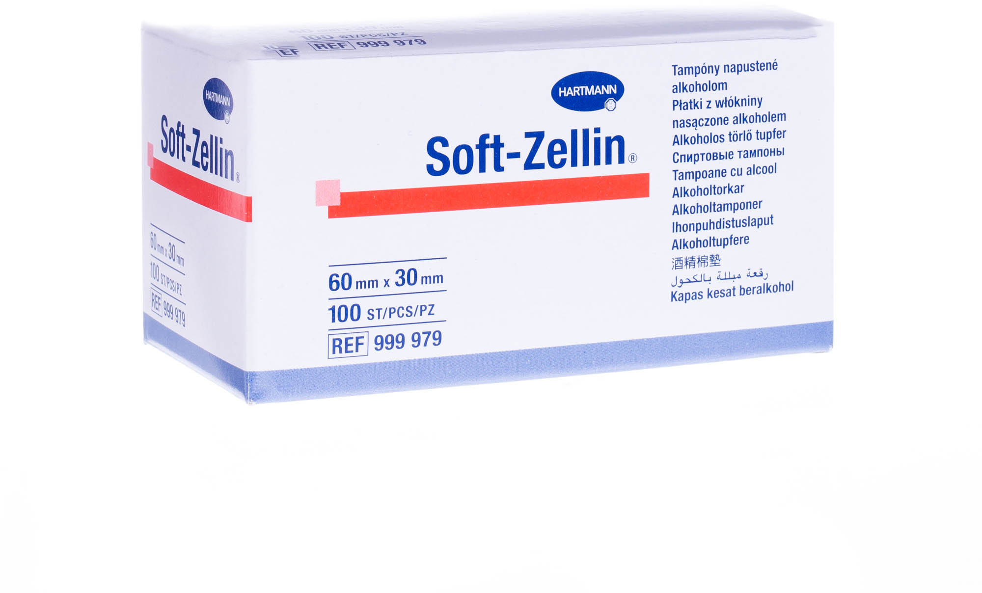 Hartmann Soft-zellin 60mm x 30mm płatki nasączone alkoholem x 100 szt