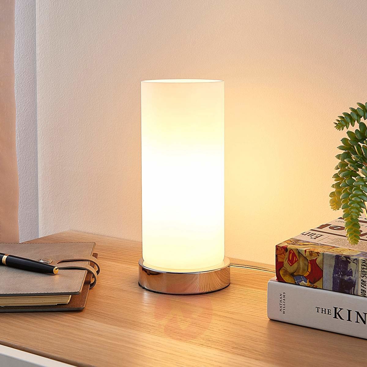 Lampenwelt com Lampa stołowa Elianna, chromowana stopa