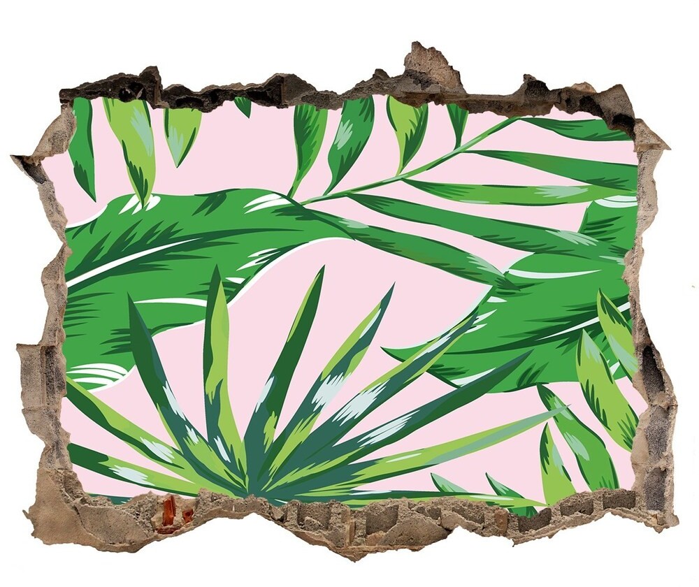 Wallmuralia.pl Naklejka 3D dziura beton Tropikalne liście