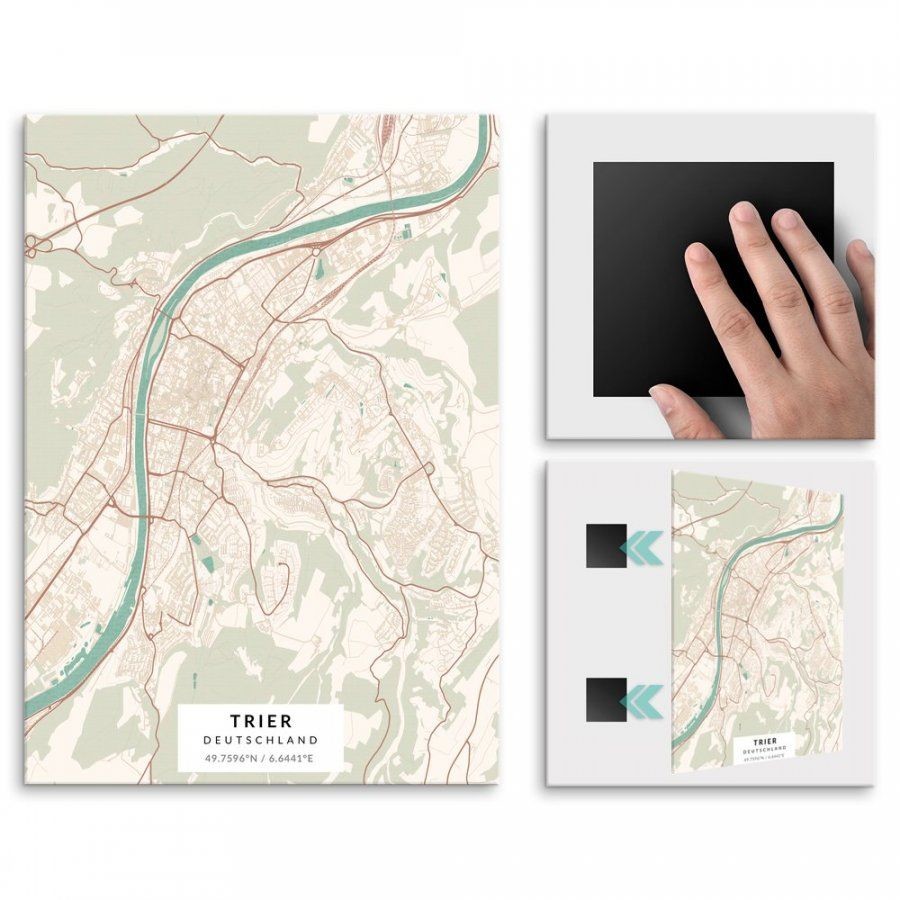 Pix4home Plakat metalowy Mapa Vintage Trier M POS-M-03359