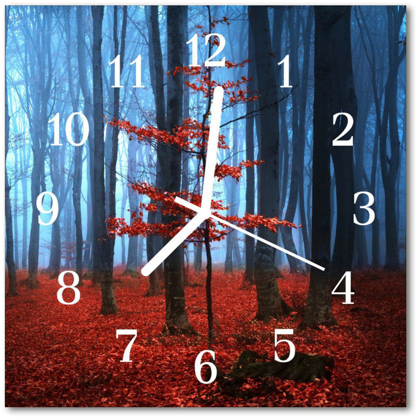 tulup pl Zegar szklany kwadratowy Mgła jesień 30x30cm