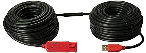 LINDY 30 m Typ A wtyczka do gniazda USB 2.0 aktywne kabel przedłużający czarny 42923
