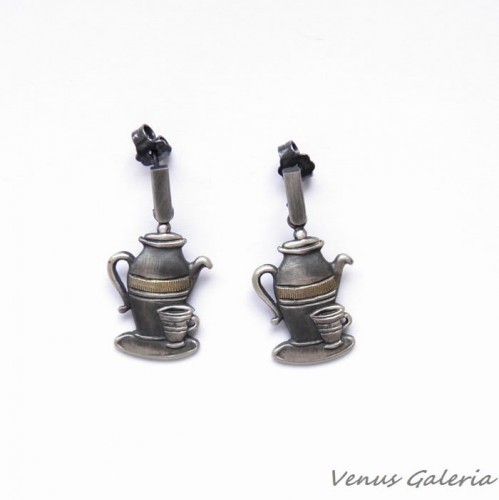 Kolczyki srebrne - Dzbanuszki na sztyftach 1910