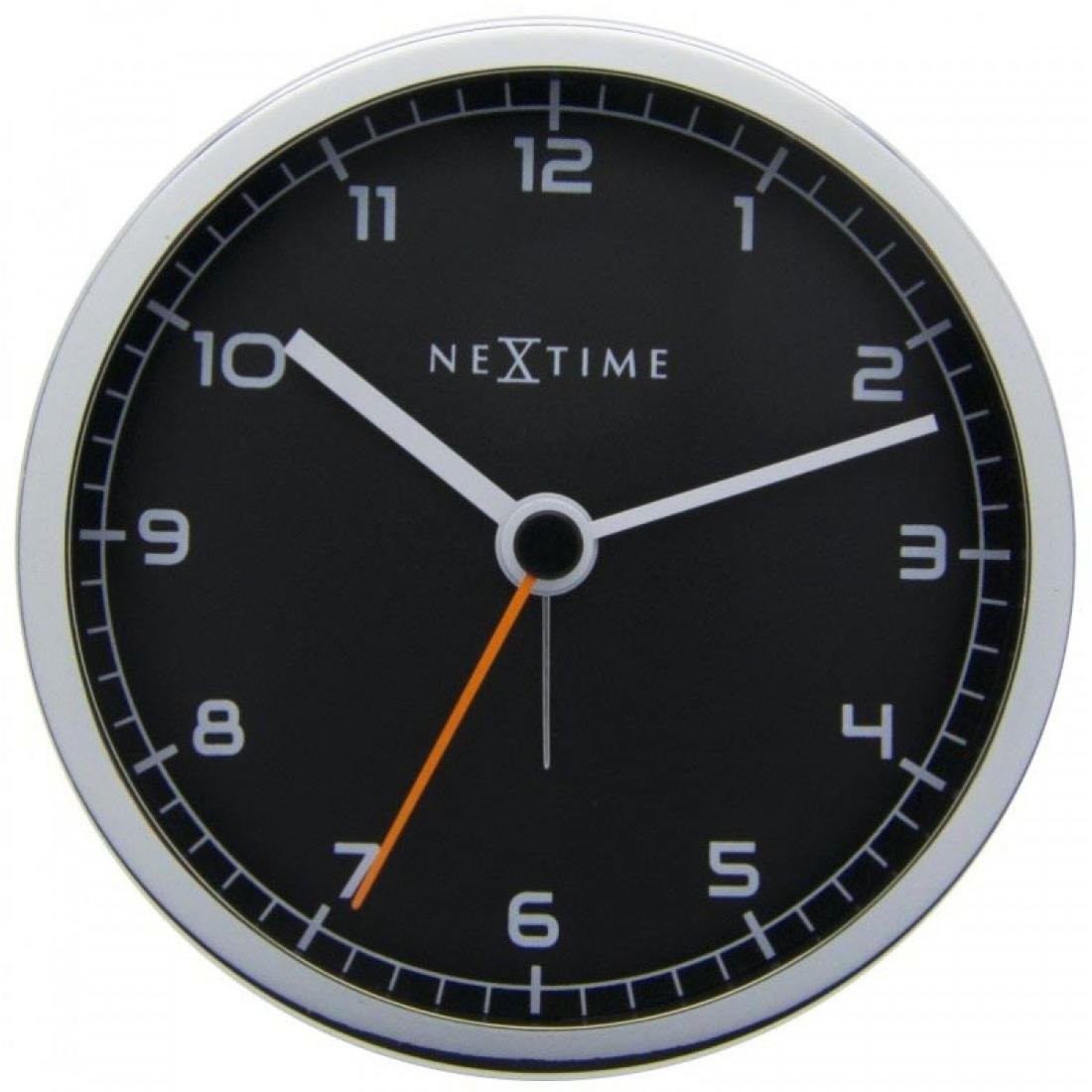 Nextime Zegar stołowy Company Alarm, czarny, 9x9x7,5 cm