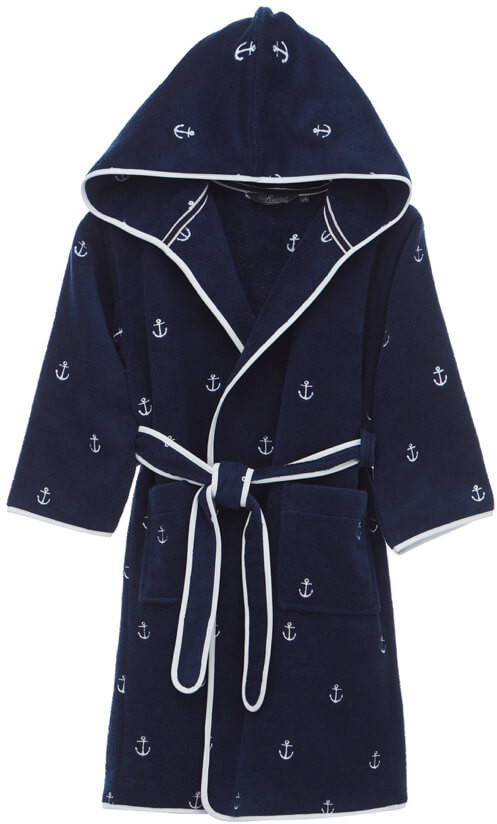 Soft Cotton Dziecięcy szlafrok MARINE BOY z kapturem w ozdobnym opakowaniu 4 lata (wys.104 cm) Ciemnoniebieski 1373