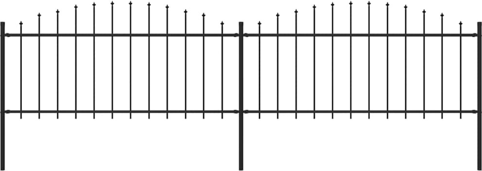 vidaxl Panele ogrodzeniowe z grotami, stal, (0,5-0,75) x 3,4 m, czarne
