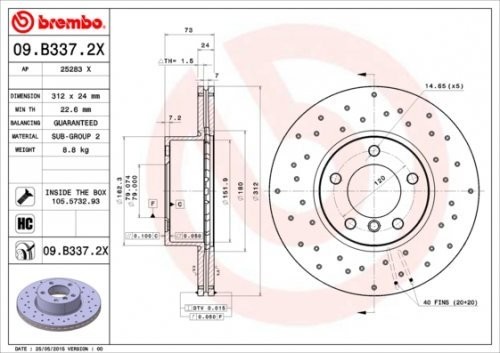 Brembo 09.b337.2 X tarcze hamulcowe 09.B337.2X