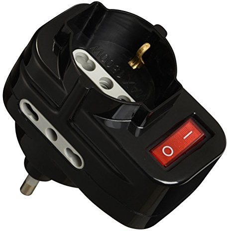 Electraline Elec traline 70068 adapter z przełącznikiem, obrotowe połączenie wtykowe, czarny