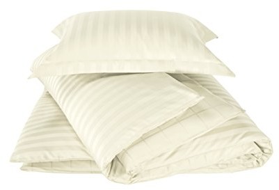 De Witte Lietaer Pościel de Witte lietaer zygo poszewka na kołdrę + 1 poszewka na poduszkę z kierownicy czesana bawełna kość słoniowa 140 x 220 cm Parure Zygo Ivoire 140