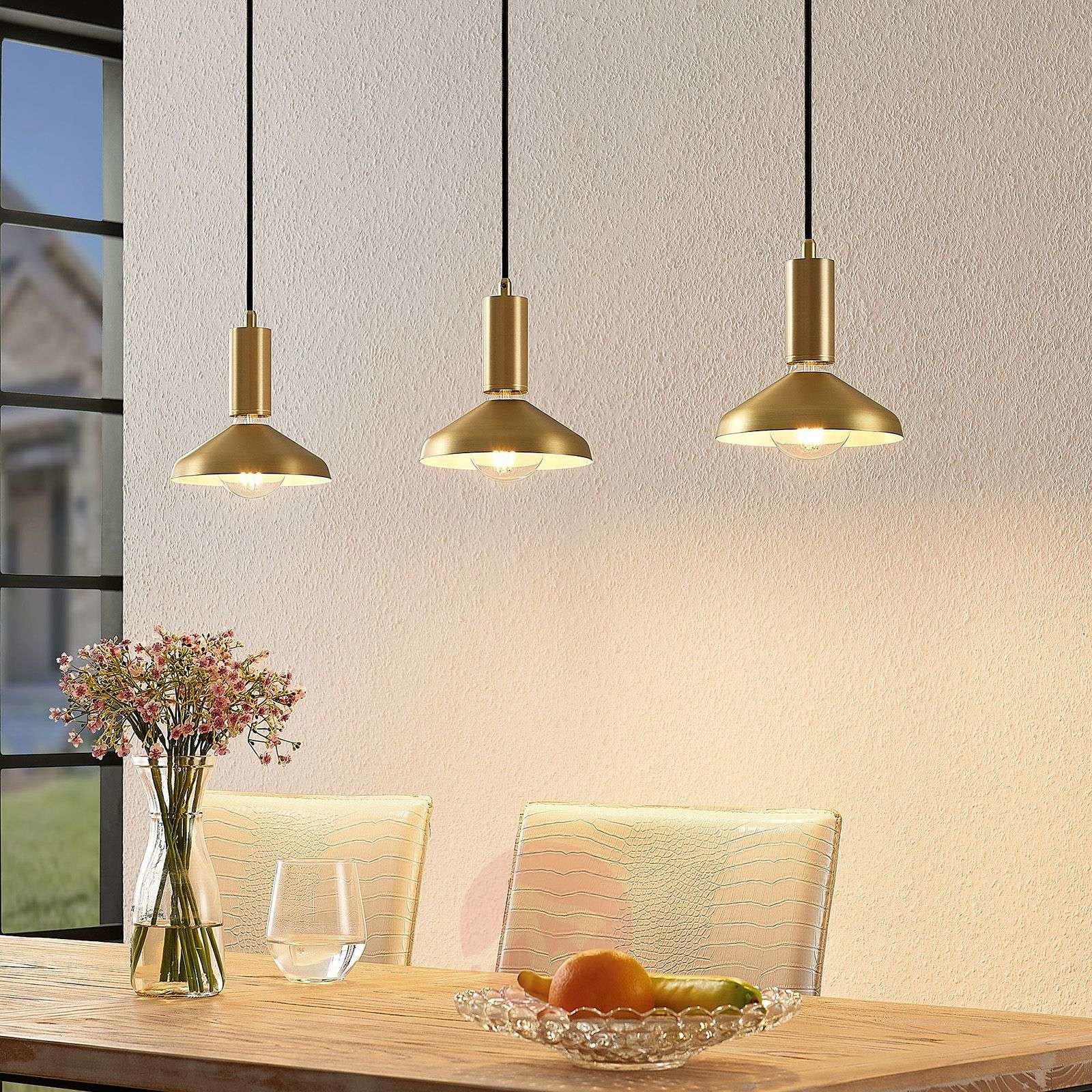 Arcchio Arcchio Jaika lampa wisząca, 3-punktowa, mosiężna