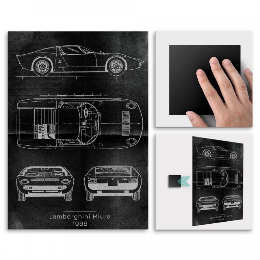 Pix4home Plakat metalowy Lamborghini Miura Projekt Graphite L POS-L-03046