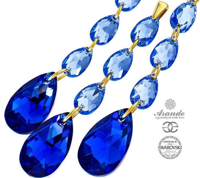 Arande SWAROVSKI PIĘKNY DŁUGI KOMPLET BLUE COMET GLOSS GOLD ZŁOTE SREBRO 700866