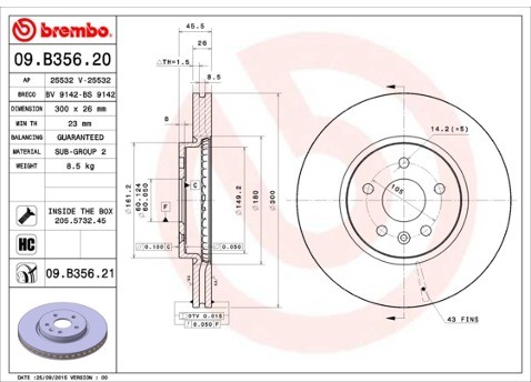 BREMBO Tarcza hamulcowa 09.B356.21