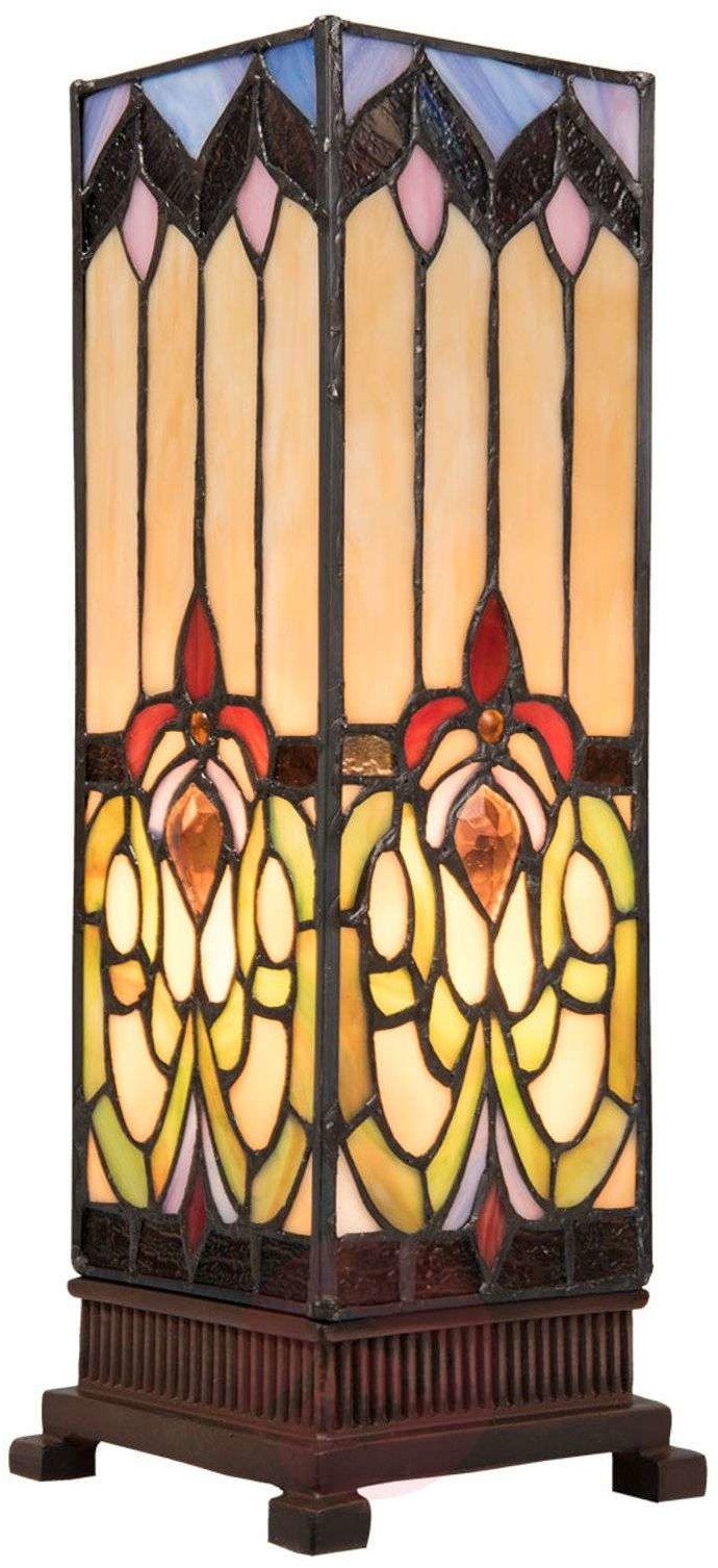 Clayre & Eef Lampa stołowa 5906 z kolorowym szklanym kloszem