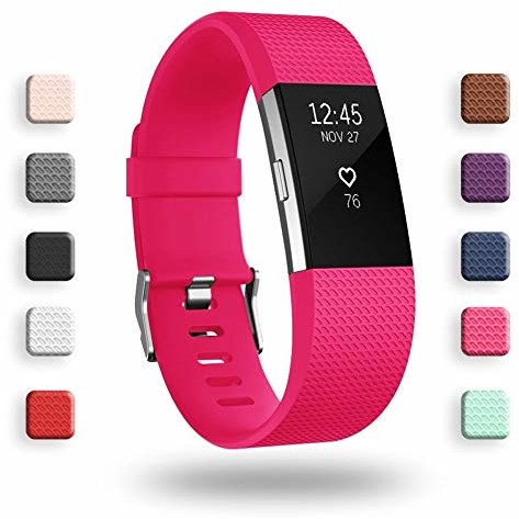 fitbit AOCGO Zapasowy pasek do zegarka na rękę Charge 2 zapasowy pasek do miękkich akcesoriów, Charge 2 (16,7 20,5 cm) czerwony FIBCH 2-016